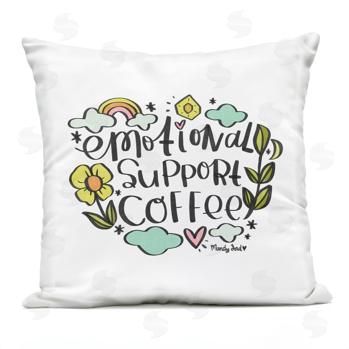 Mandy Ford Art + Illustration Motivational Support Coffee Outdoor Quick-Dry Polyester Printed Throw Pillow