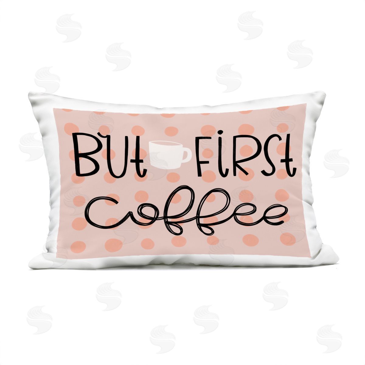 Mandy Ford Art + Illustration But First Coffee Polka Dots Outdoor Quick-Dry Polyester Printed Throw Pillow
