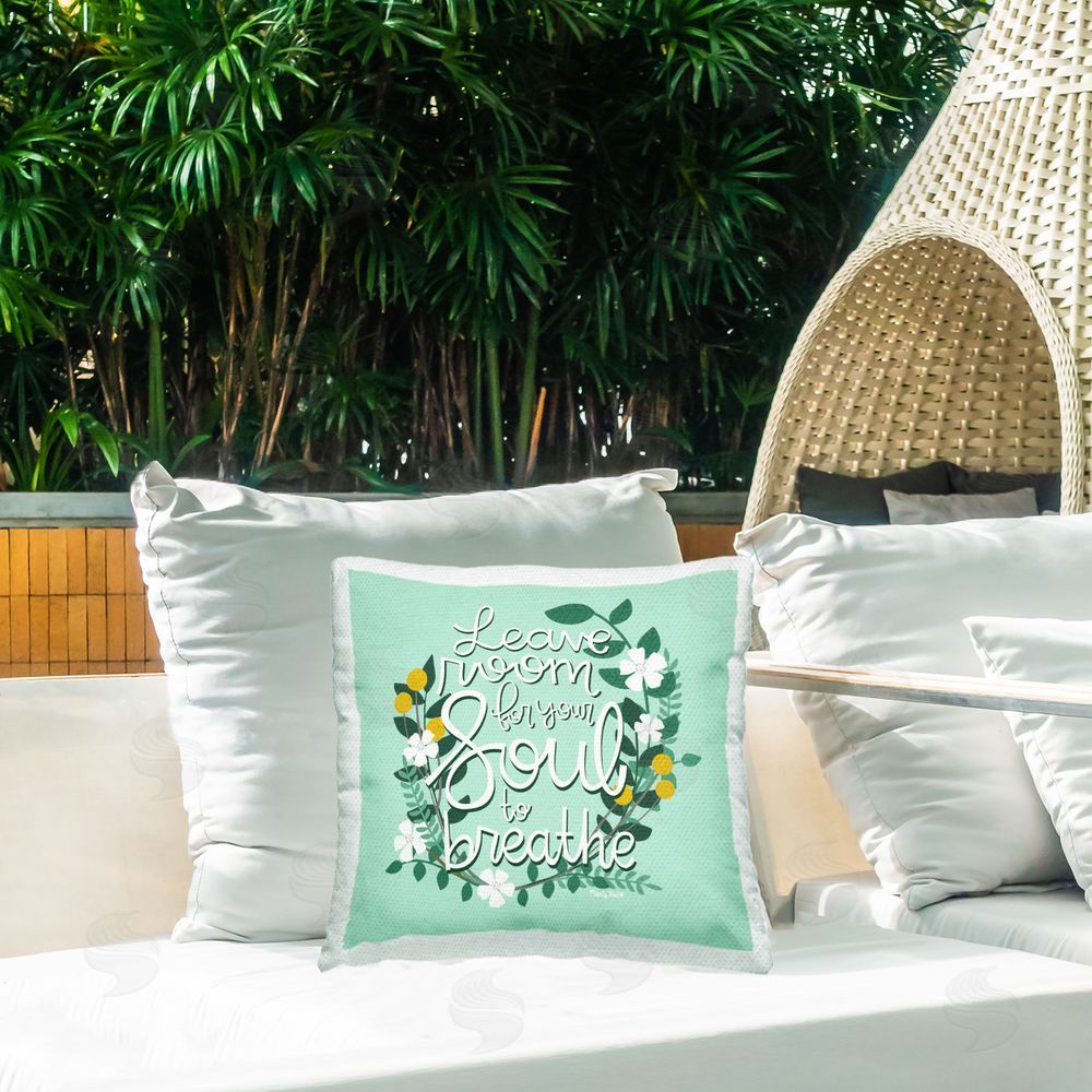 Mandy Ford Art + Illustration Room For Soul To Breathe Outdoor Quick-Dry Polyester Printed Throw Pillow in Back Yard