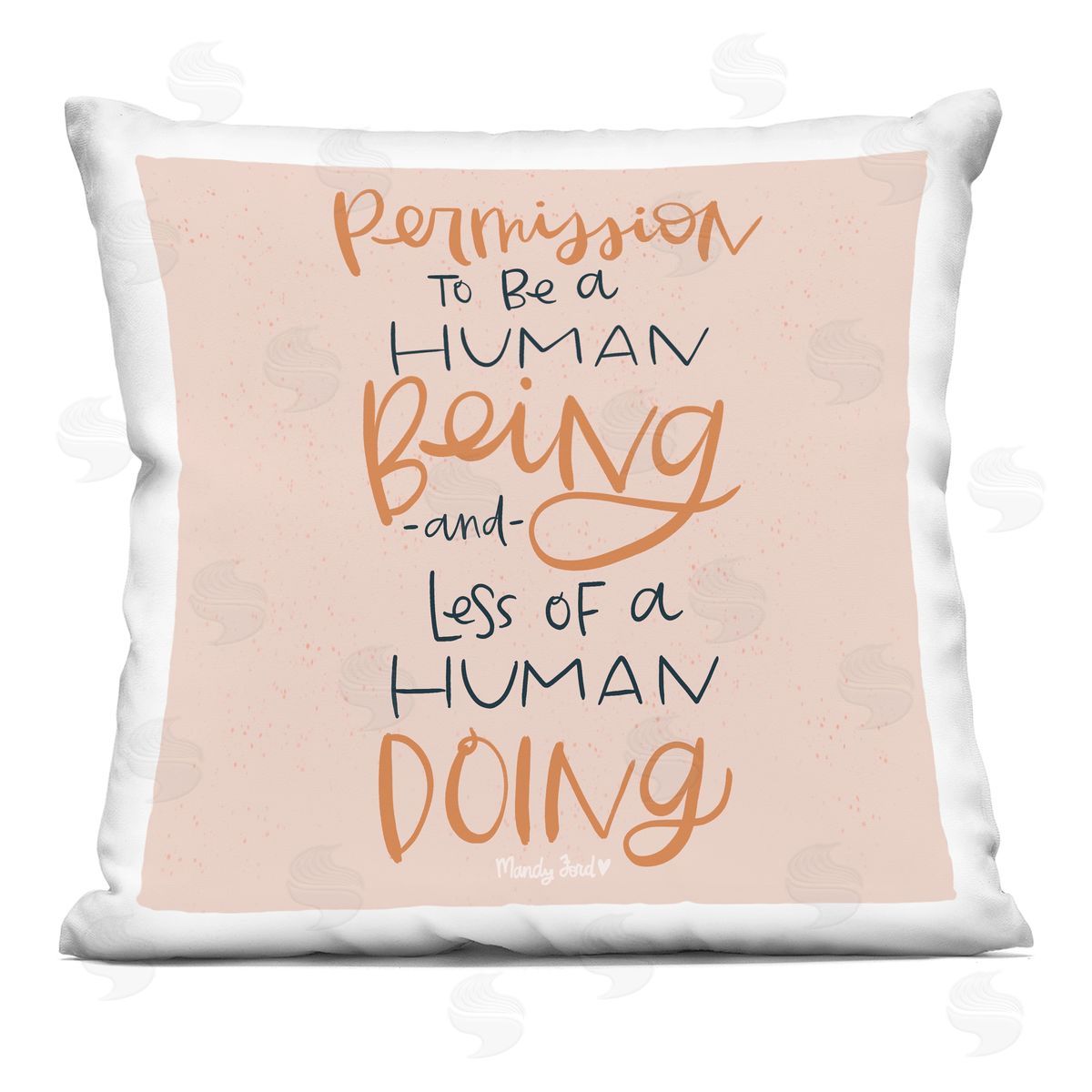 Mandy Ford Art + Illustration Permission To Be Human Printed Plush Polyester Throw Pillow