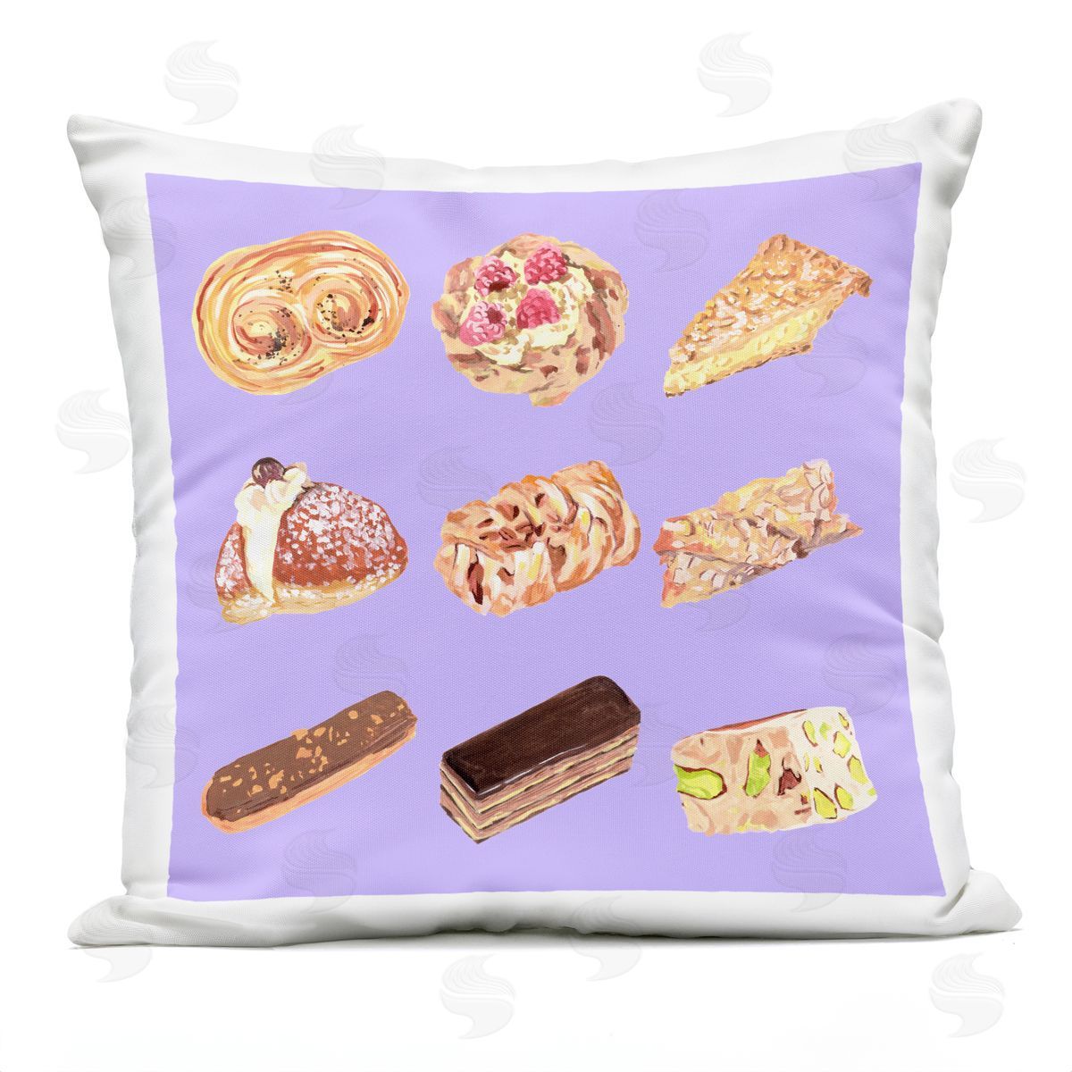 Melissa Wang Bakery Goods on Purple Outdoor Quick-Dry Polyester Printed Throw Pillow