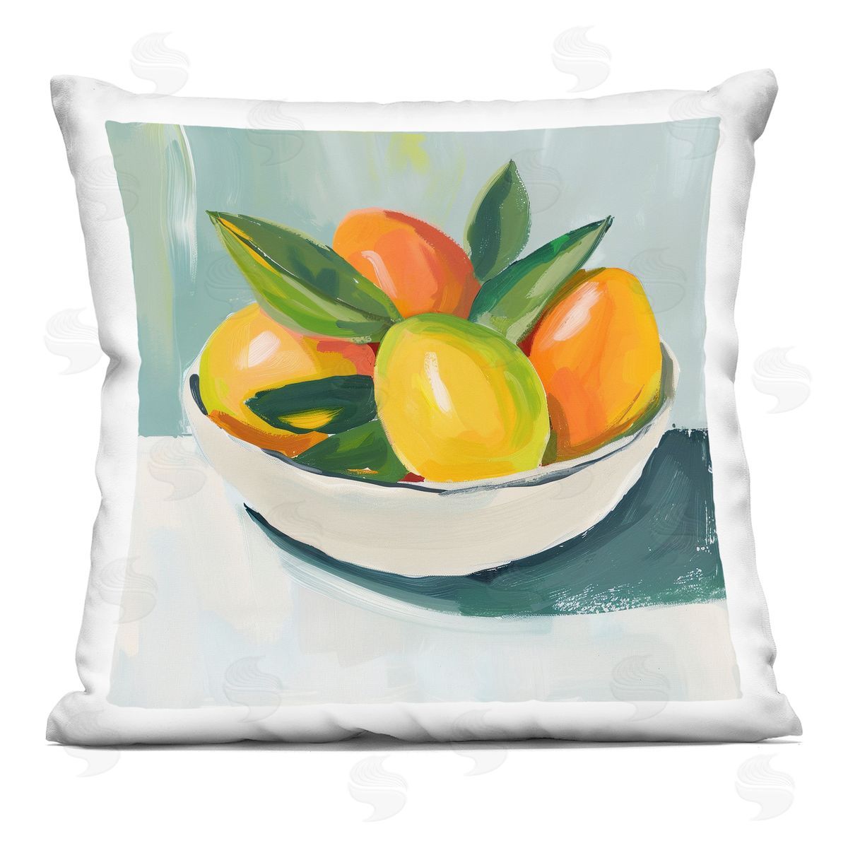 Walker Noble Bowl of Citrus Fruit Printed Plush Polyester Throw Pillow