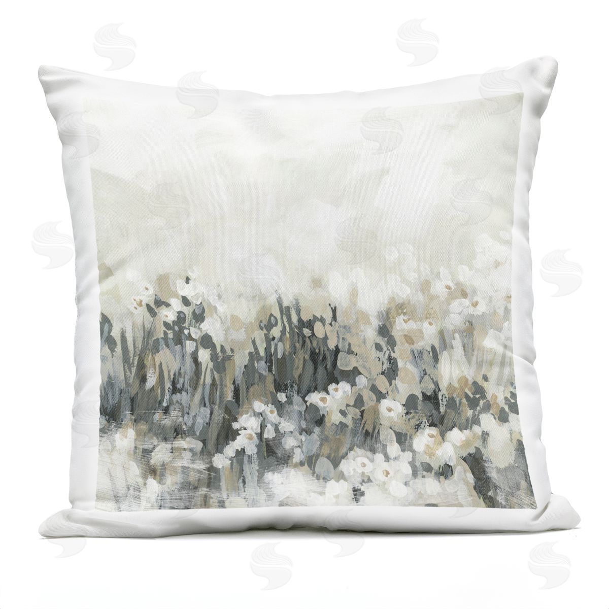 June Erica Vess Grey & Beige Landscape Outdoor Quick-Dry Polyester Printed Throw Pillow