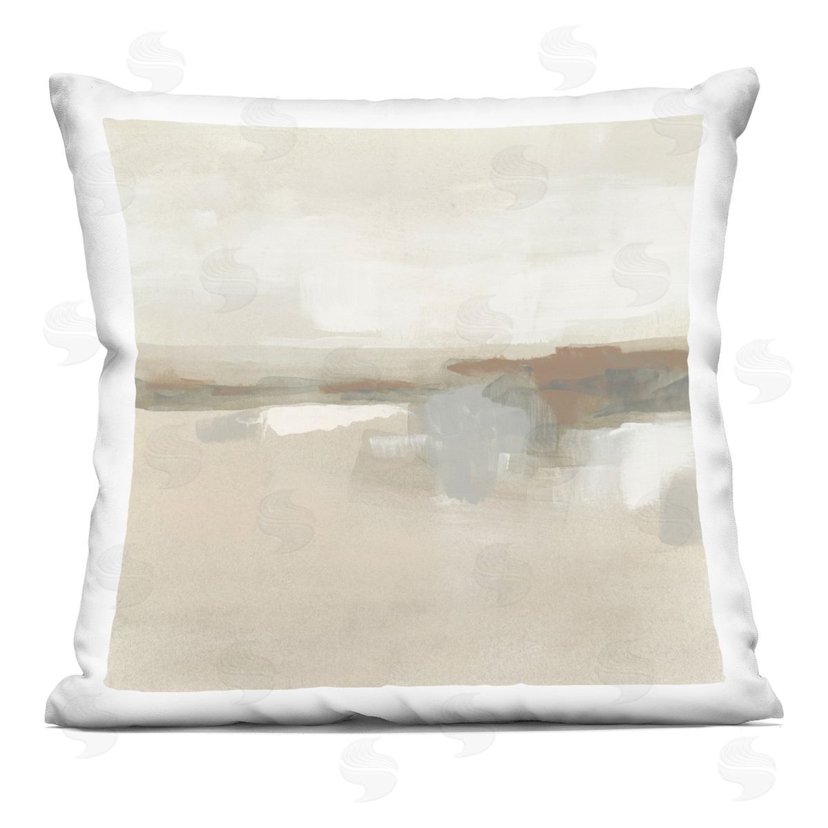 June Erica Vess Abstract Neutral Land Printed Plush Polyester Throw Pillow