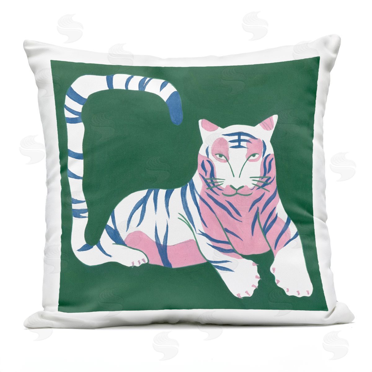 Melissa Wang Modern Tiger with Curved Tail Outdoor Quick-Dry Polyester Printed Throw Pillow