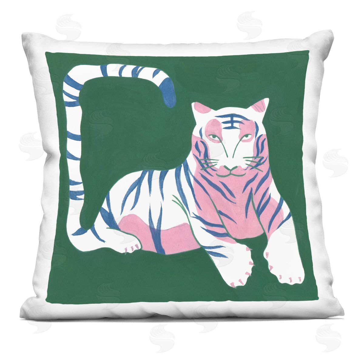 Melissa Wang Modern Tiger with Curved Tail Printed Plush Polyester Throw Pillow