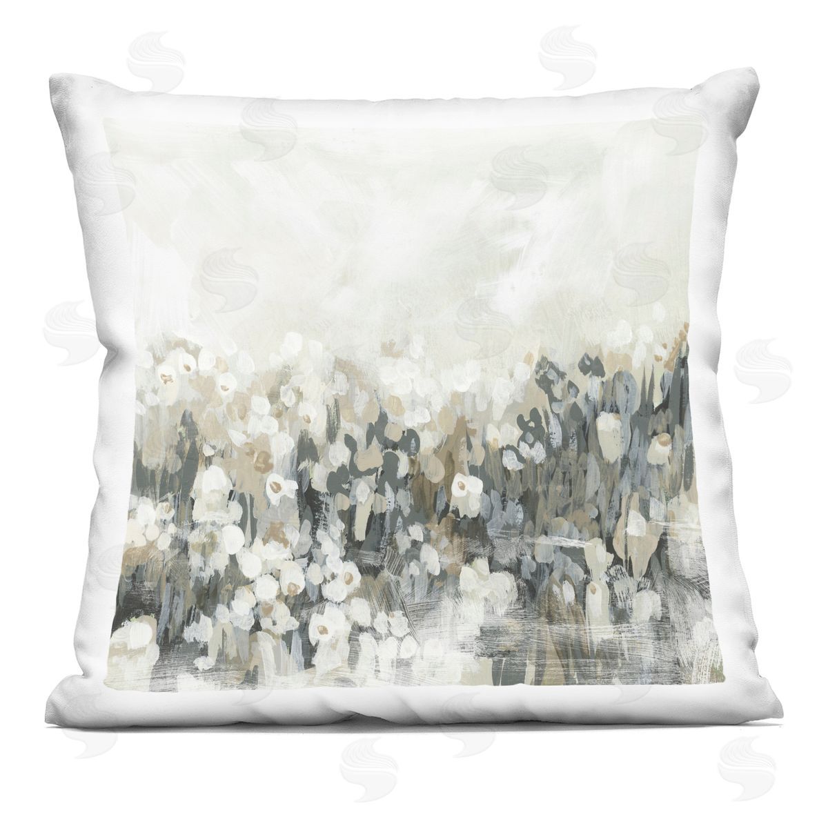 June Erica Vess Grey Speckled Flowers Printed Plush Polyester Throw Pillow