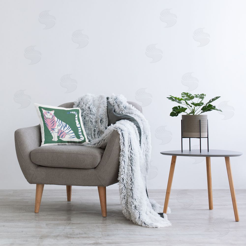 Melissa Wang Fierce Modern Tiger Printed Plush Polyester Throw Pillow On Chair