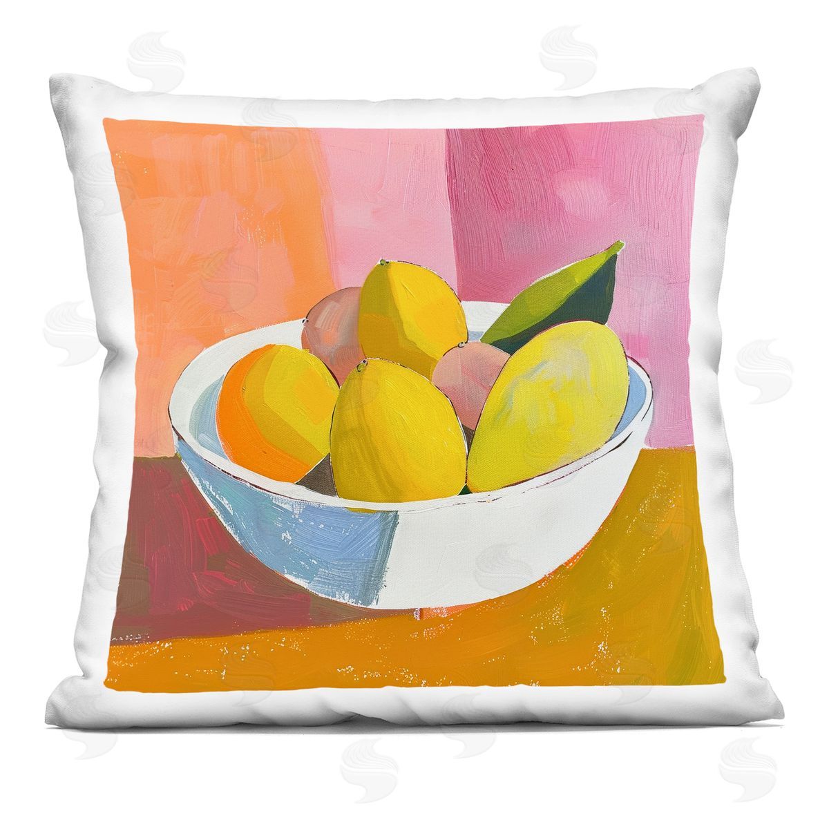 Walker Noble Bold Kitchen Citrus Fruits Printed Plush Polyester Throw Pillow