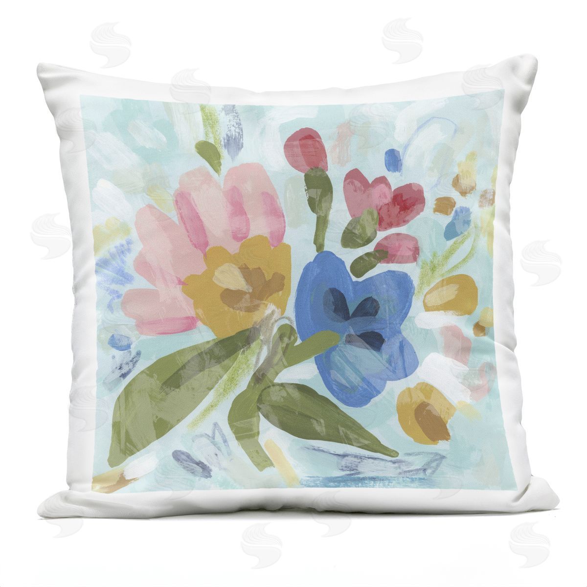 June Erica Vess Stylish Pop Flowers Outdoor Quick-Dry Polyester Printed Throw Pillow