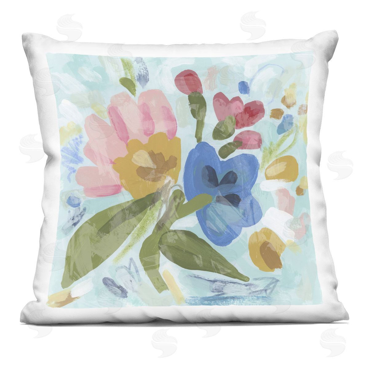 June Erica Vess Stylish Pop Flowers Printed Plush Polyester Throw Pillow