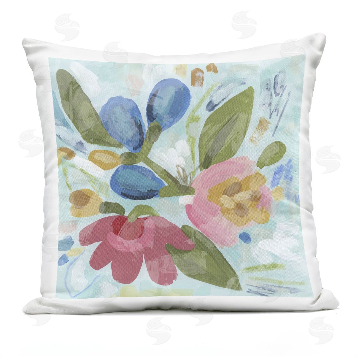 June Erica Vess Bright Boho Flowers Outdoor Quick-Dry Polyester Printed Throw Pillow