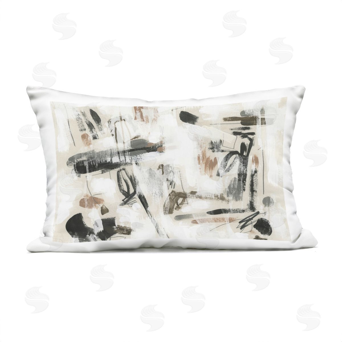 June Erica Vess Subtle Abstract Brush Strokes Outdoor Quick-Dry Polyester Printed Throw Pillow