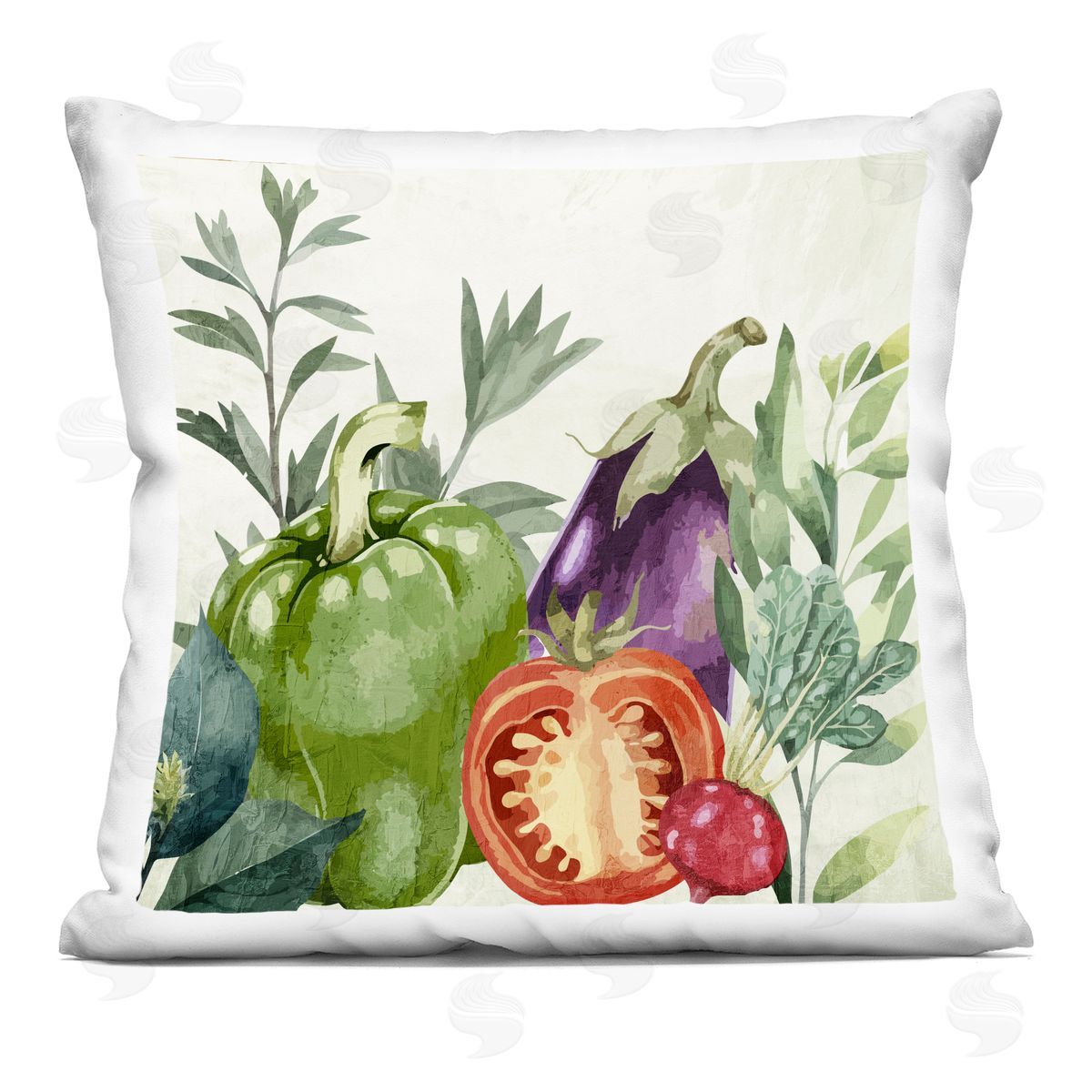 Kim Allen Organic Garden Vegetables Printed Plush Polyester Throw Pillow