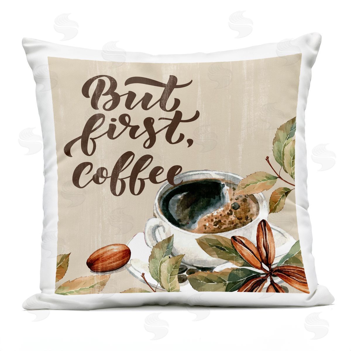 Kim Allen Rustic But First Coffee Outdoor Quick-Dry Polyester Printed Throw Pillow