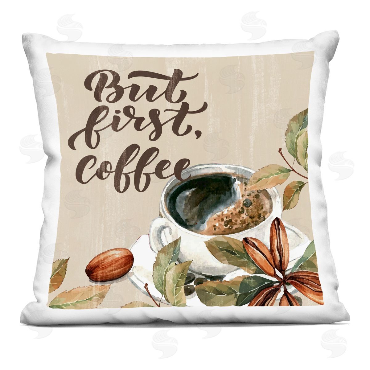 Kim Allen Rustic But First Coffee Printed Plush Polyester Throw Pillow