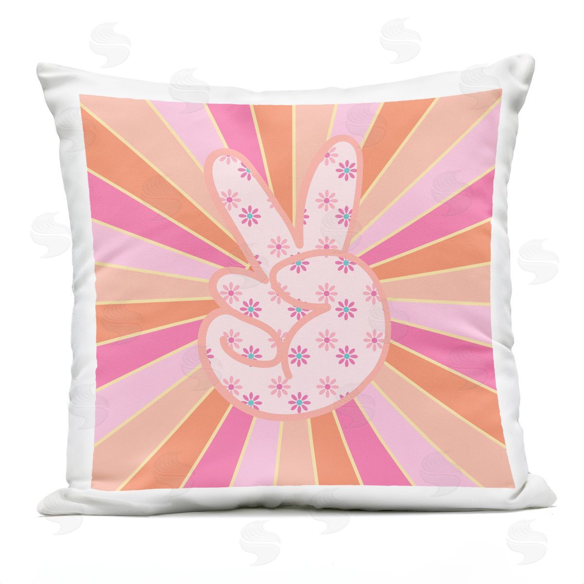 Jesse Keith Beaming Peace Sign Hand Outdoor Quick-Dry Polyester Printed Throw Pillow