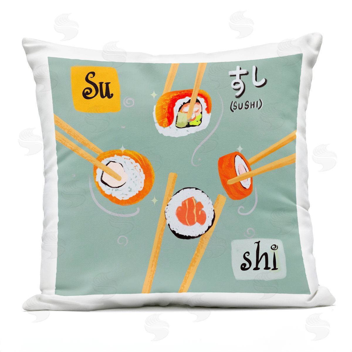 James Rodewald Tasty Sushi Party Gathering Outdoor Quick-Dry Polyester Printed Throw Pillow