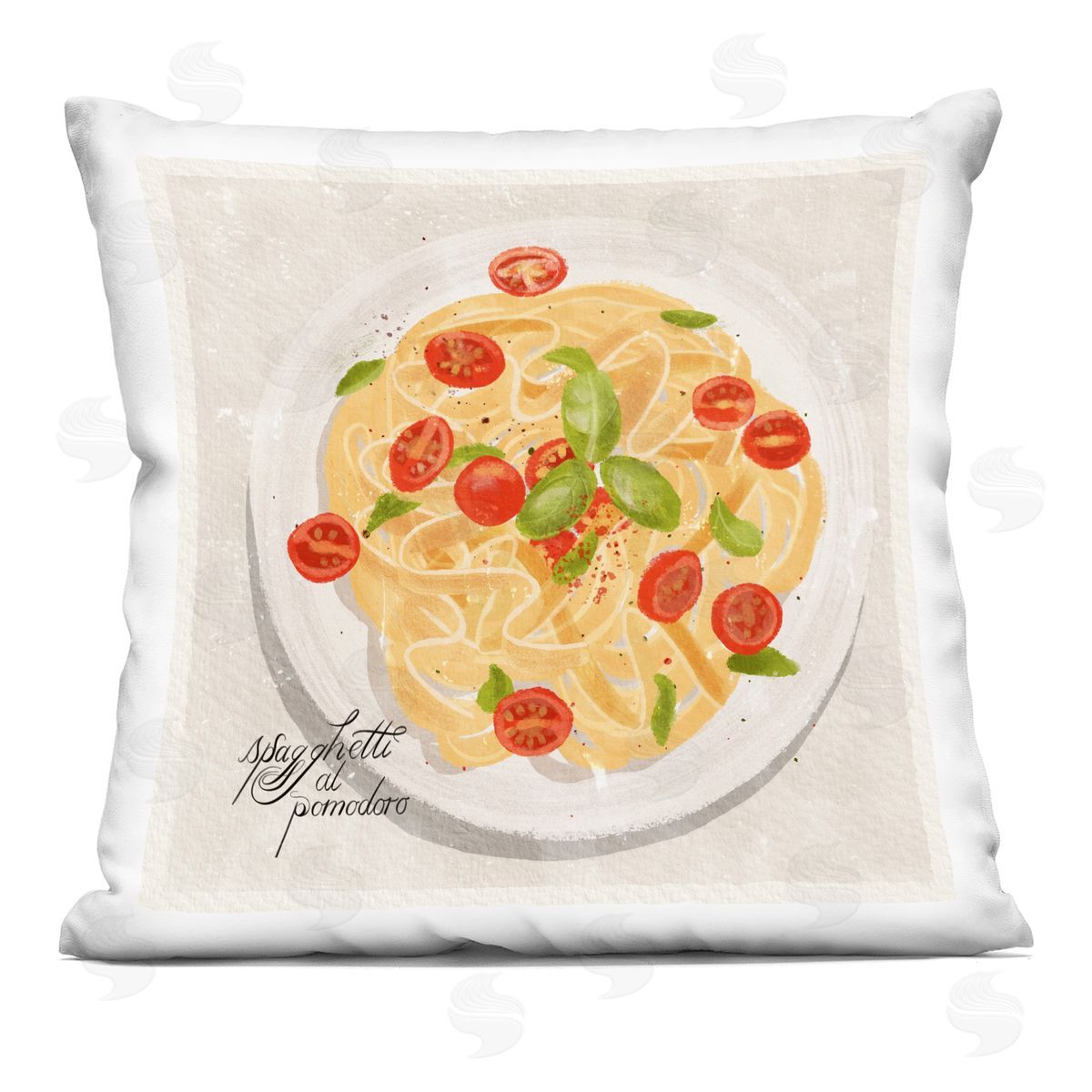 James Rodewald Italian Spaghetti Meal Printed Plush Polyester Throw Pillow