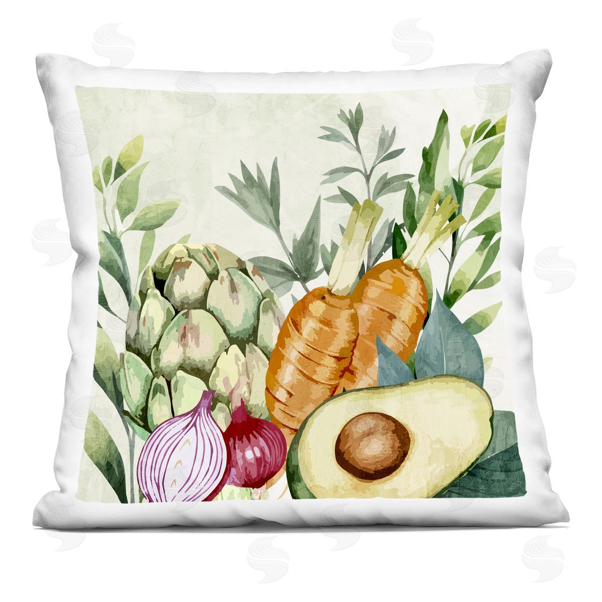 Kim Allen Organic Vegetable Harvest Printed Plush Polyester Throw Pillow