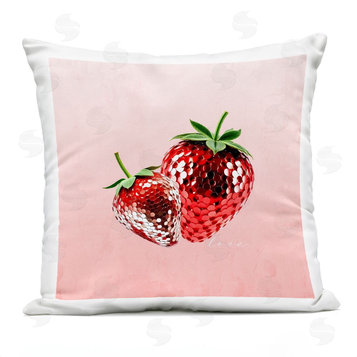 Kim Allen Disco Sequin Strawberries Outdoor Quick-Dry Polyester Printed Throw Pillow