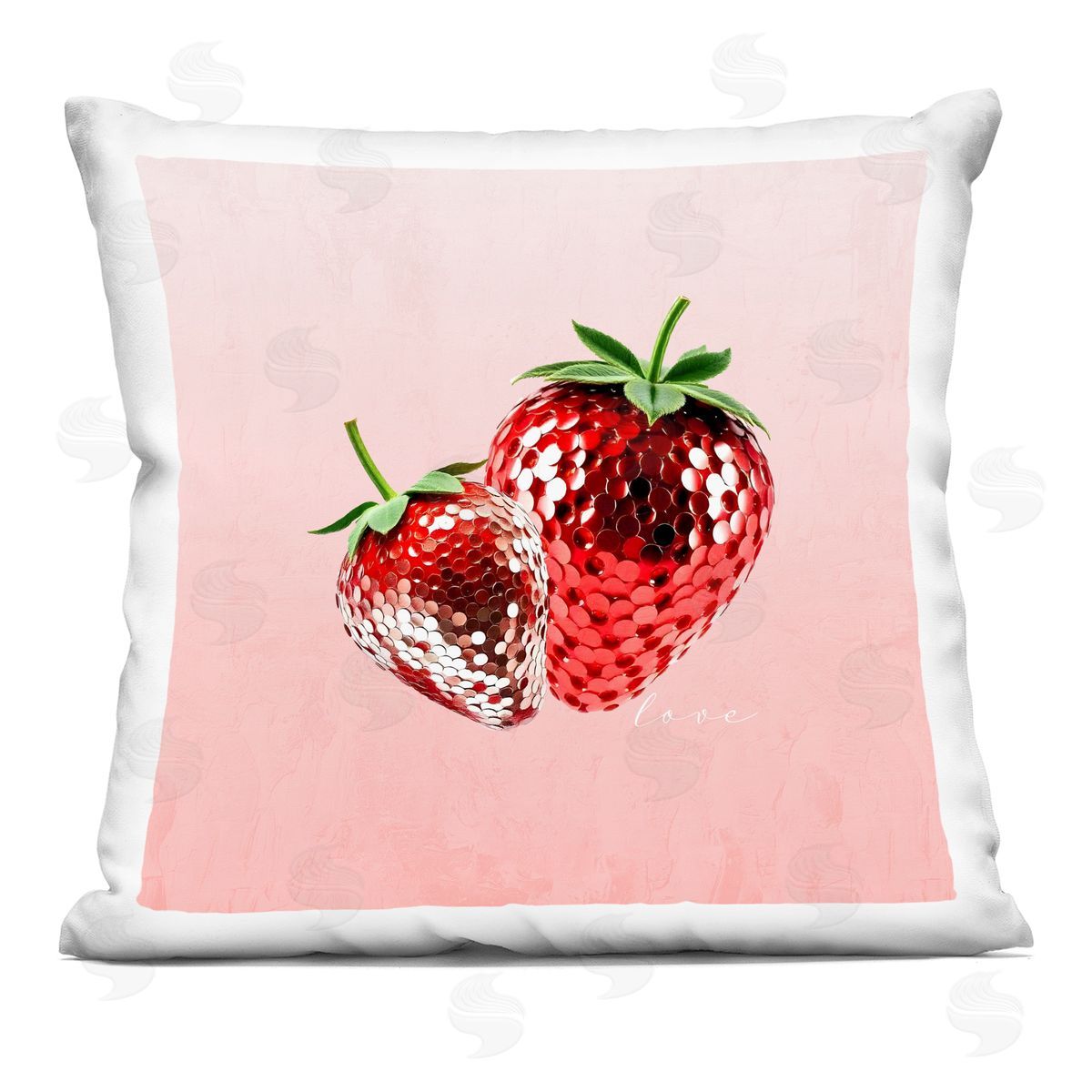 Kim Allen Disco Sequin Strawberries Printed Plush Polyester Throw Pillow