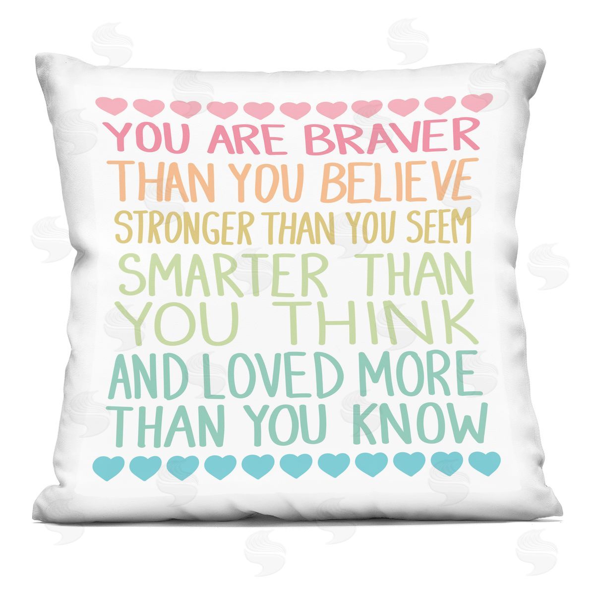 Sweet Melody Designs Rainbow Confidence Phrases Printed Plush Polyester Throw Pillow