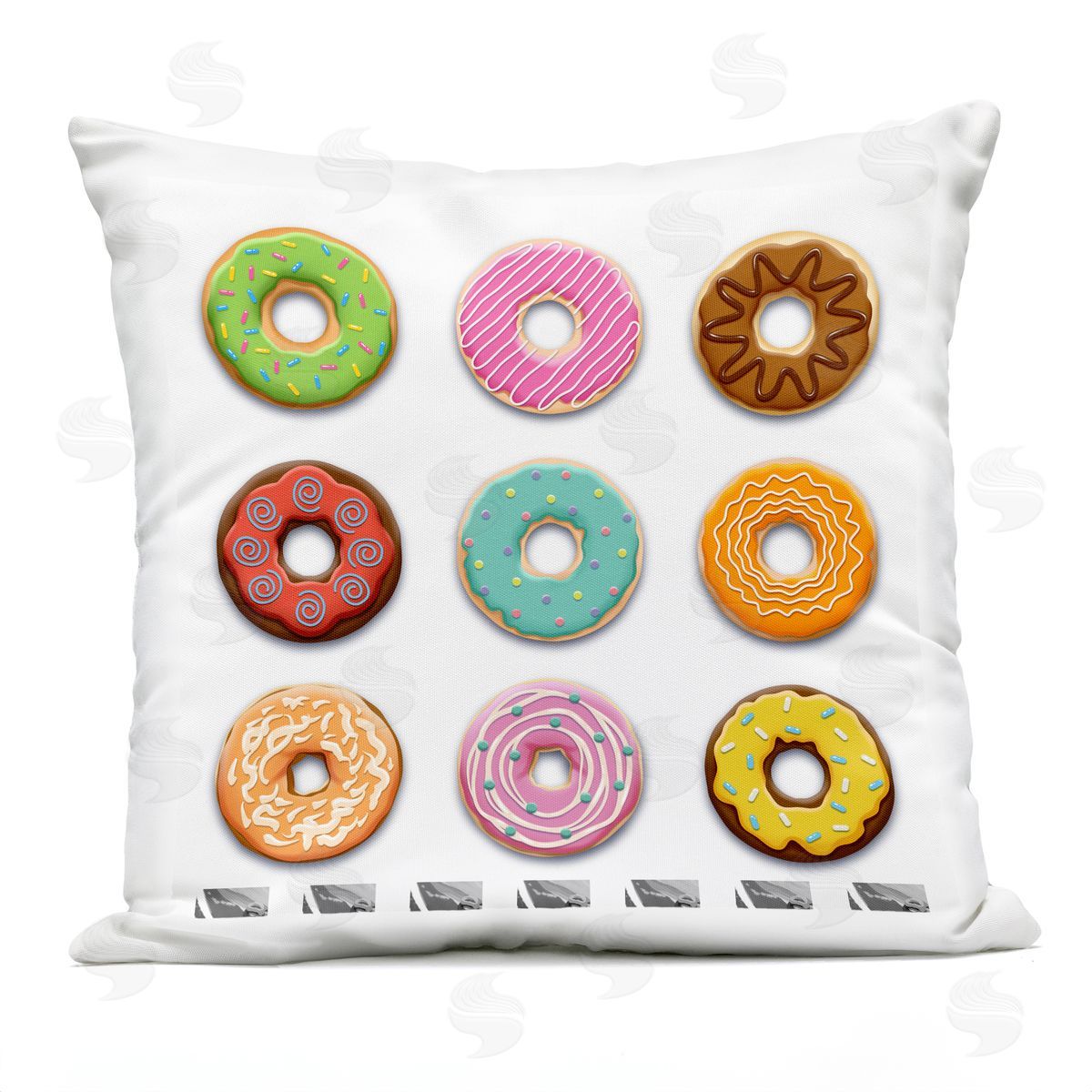 Marcus Prime Delicious Various Donuts Outdoor Quick-Dry Polyester Printed Throw Pillow