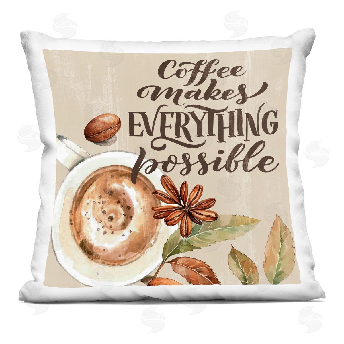 Kim Allen Rustic Coffee Makes Possible Printed Plush Polyester Throw Pillow