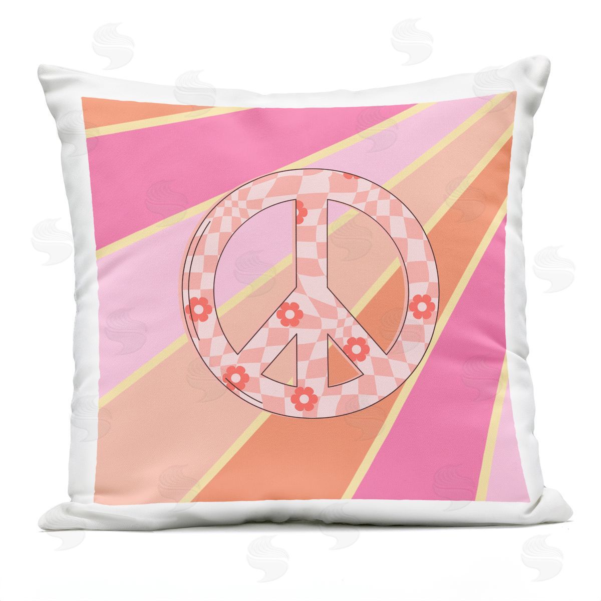 Jesse Keith Beaming Floral Peace Symbol Outdoor Quick-Dry Polyester Printed Throw Pillow