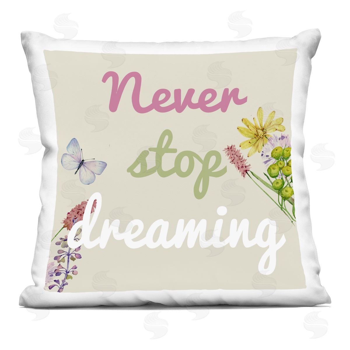 Kim Allen Never Stop Dreaming with Florals Printed Plush Polyester Throw Pillow