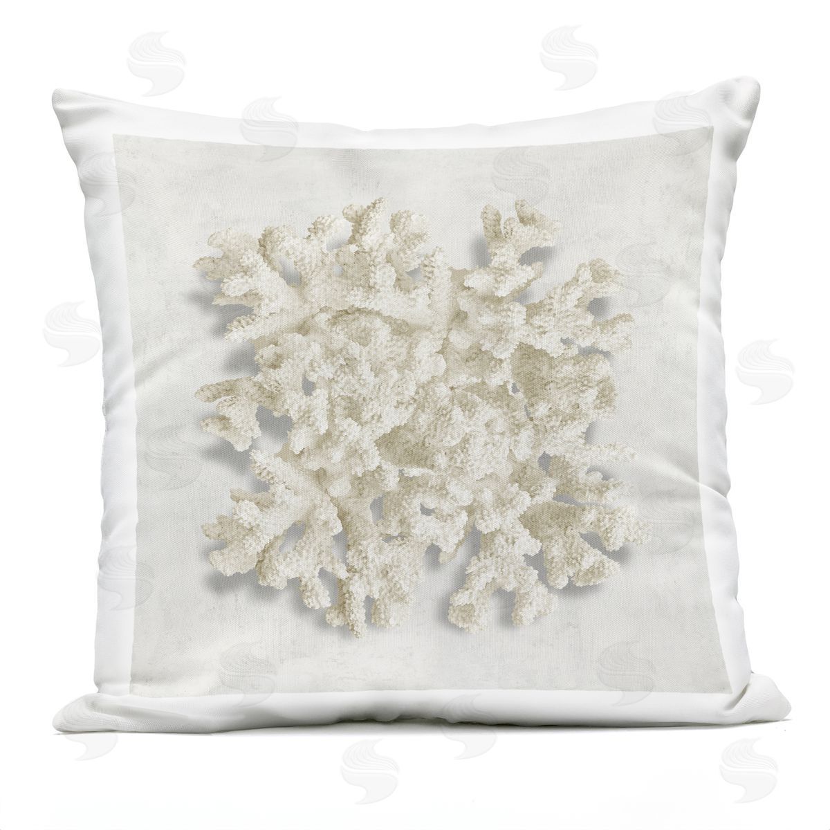 Caroline Kelly Aquatic Neutral Coral Outdoor Quick-Dry Polyester Printed Throw Pillow