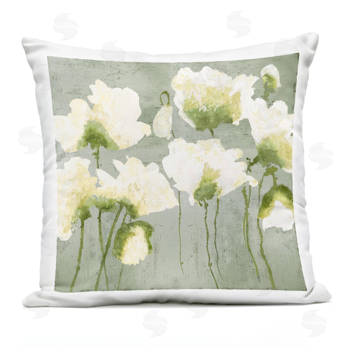 Vanessa Austin Modern White Flower Blooms Outdoor Quick-Dry Polyester Printed Throw Pillow