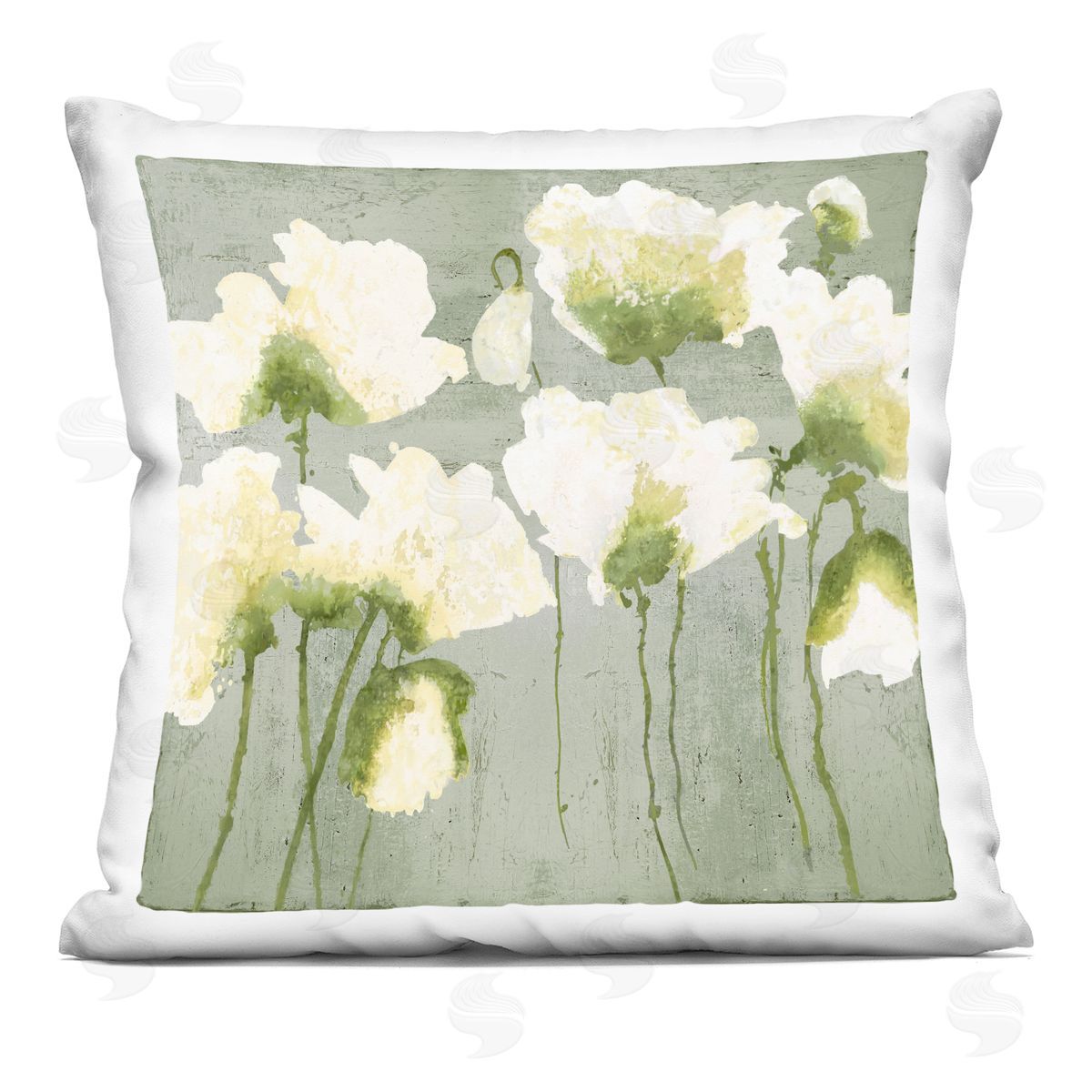 Vanessa Austin Modern White Flower Blooms Printed Plush Polyester Throw Pillow