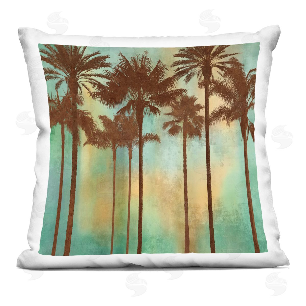 John Seba Palm Trees over Gradient Printed Plush Polyester Throw Pillow