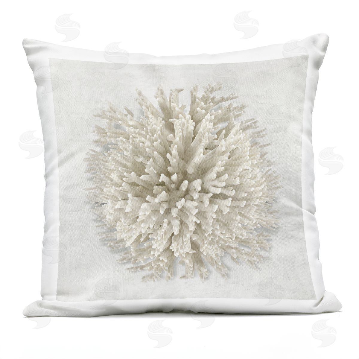 Caroline Kelly Natural Round Coral Outdoor Quick-Dry Polyester Printed Throw Pillow