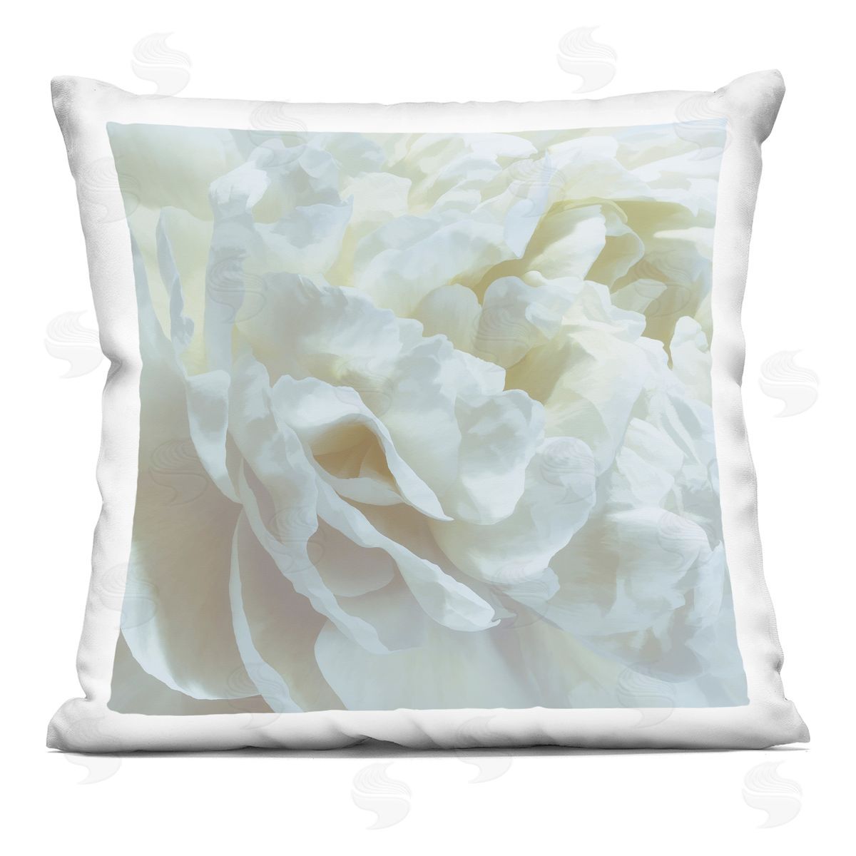 David Pollard Elegant White Petals Printed Plush Polyester Throw Pillow