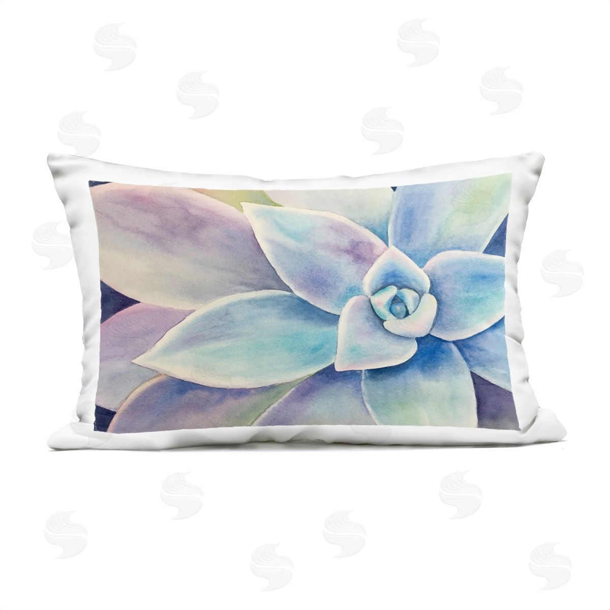 Stephanie Fielden Cool Toned Succulent Leaves Outdoor Quick-Dry Polyester Printed Throw Pillow