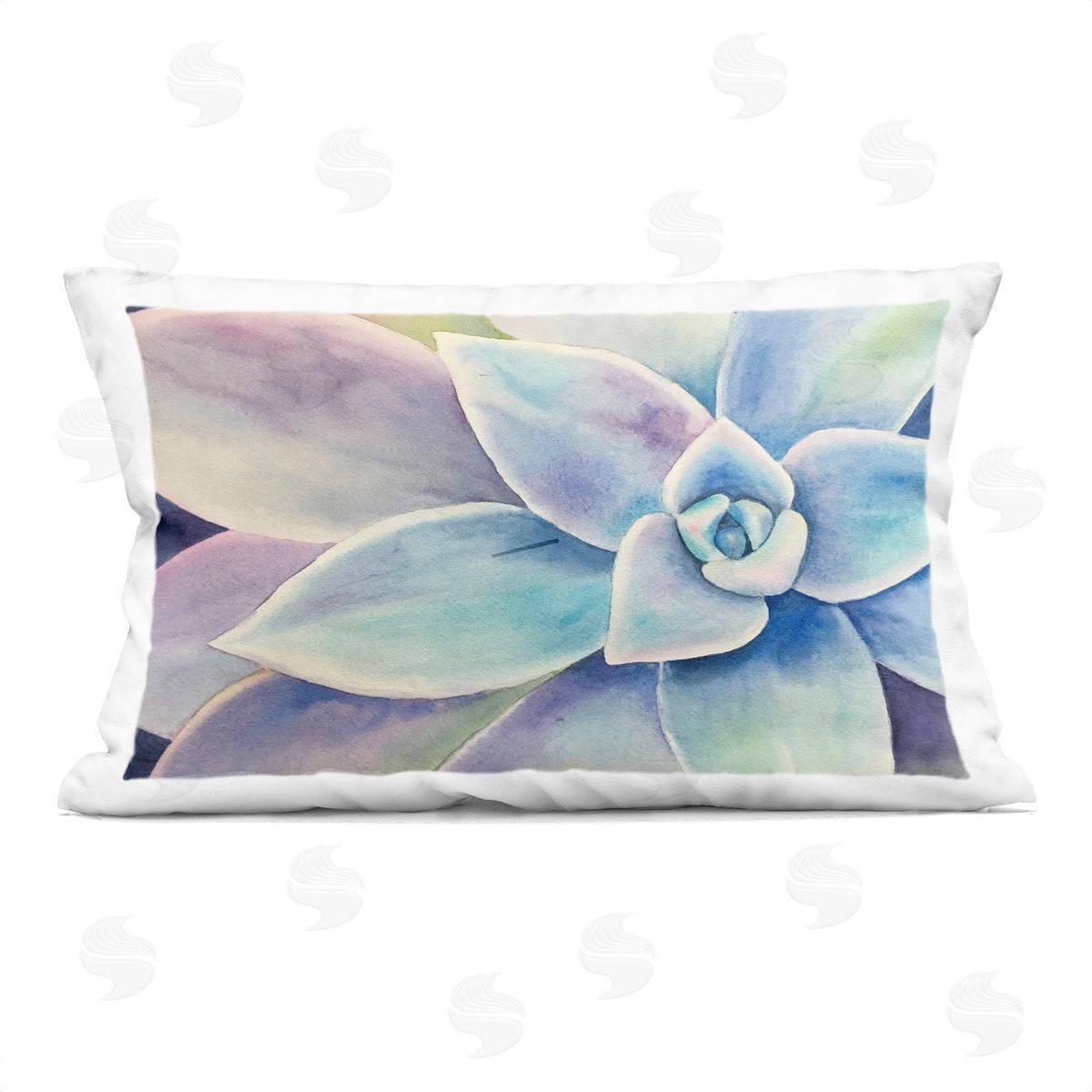 Stephanie Fielden Cool Toned Succulent Leaves Printed Plush Polyester Throw Pillow