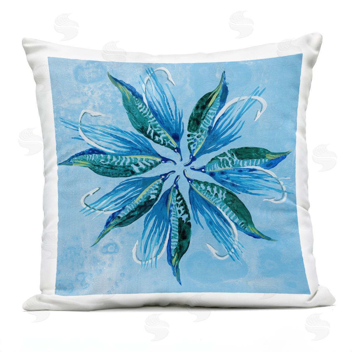 Liz Jardine Blue Flower Shape Design Outdoor Quick-Dry Polyester Printed Throw Pillow