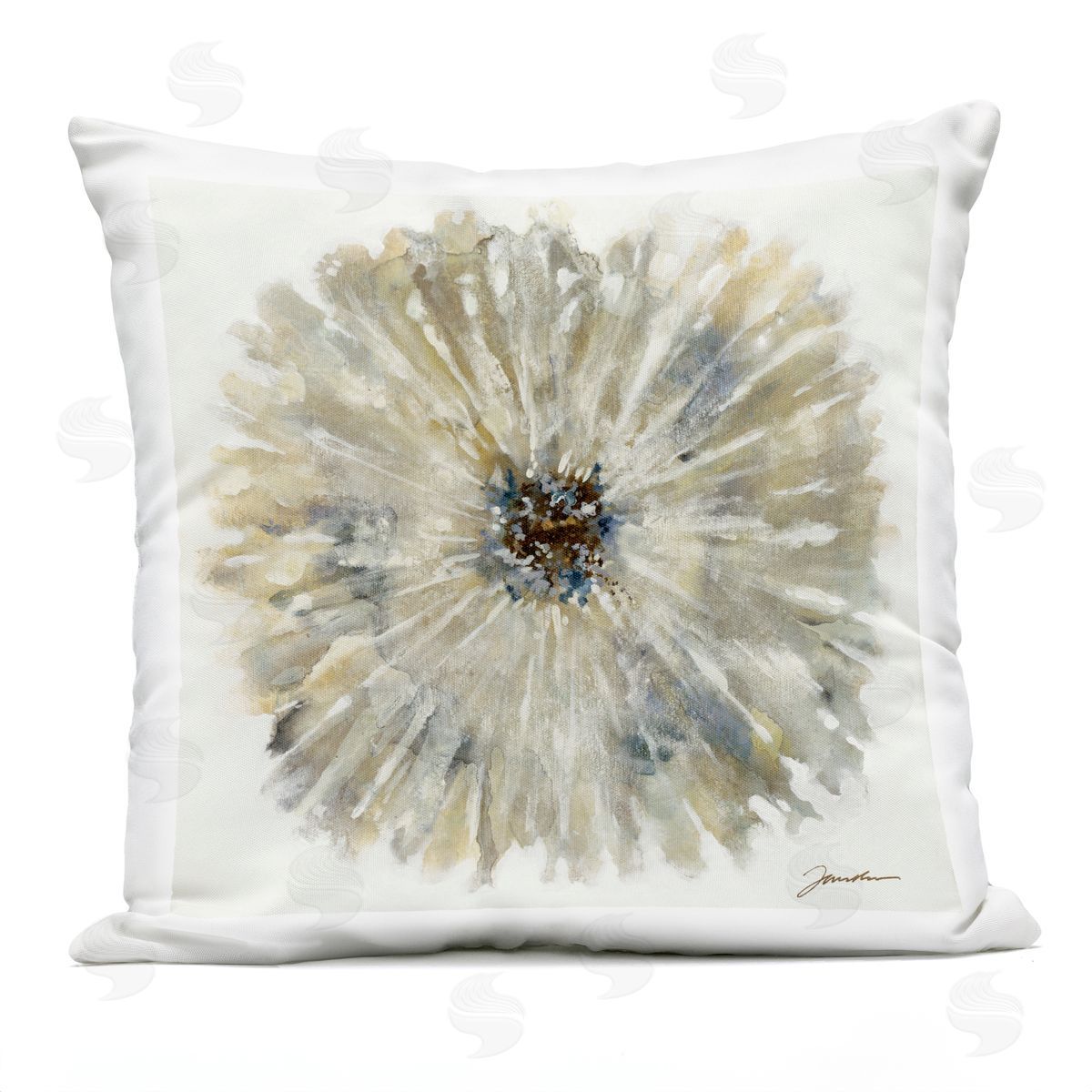Liz Jardine Neutral Rustic Abstract Flower Outdoor Quick-Dry Polyester Printed Throw Pillow