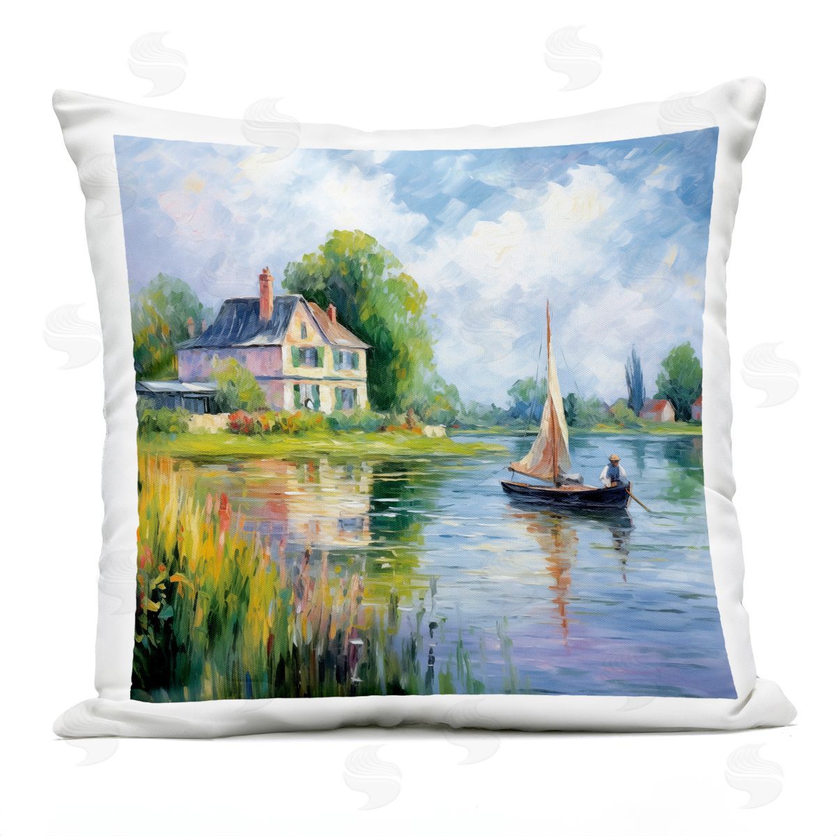 Heidi Kuntz Boat Drifting Near Shore Outdoor Quick-Dry Polyester Printed Throw Pillow