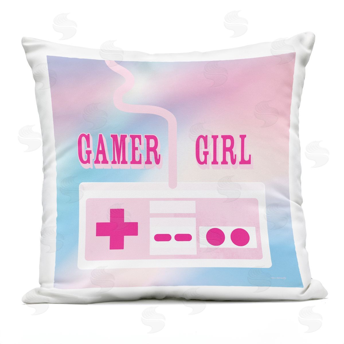 Yass Naffas Designs Pastel Gamer Girl Controller Outdoor Quick-Dry Polyester Printed Throw Pillow
