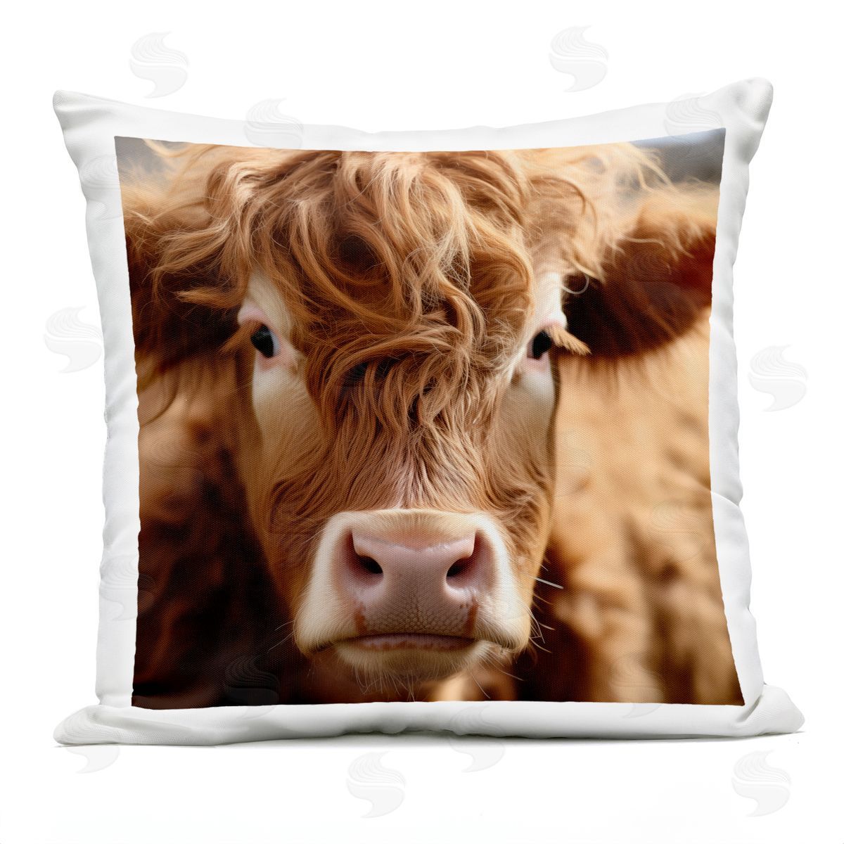 Heidi Kuntz Close Up Furry Cow Portrait Outdoor Quick-Dry Polyester Printed Throw Pillow