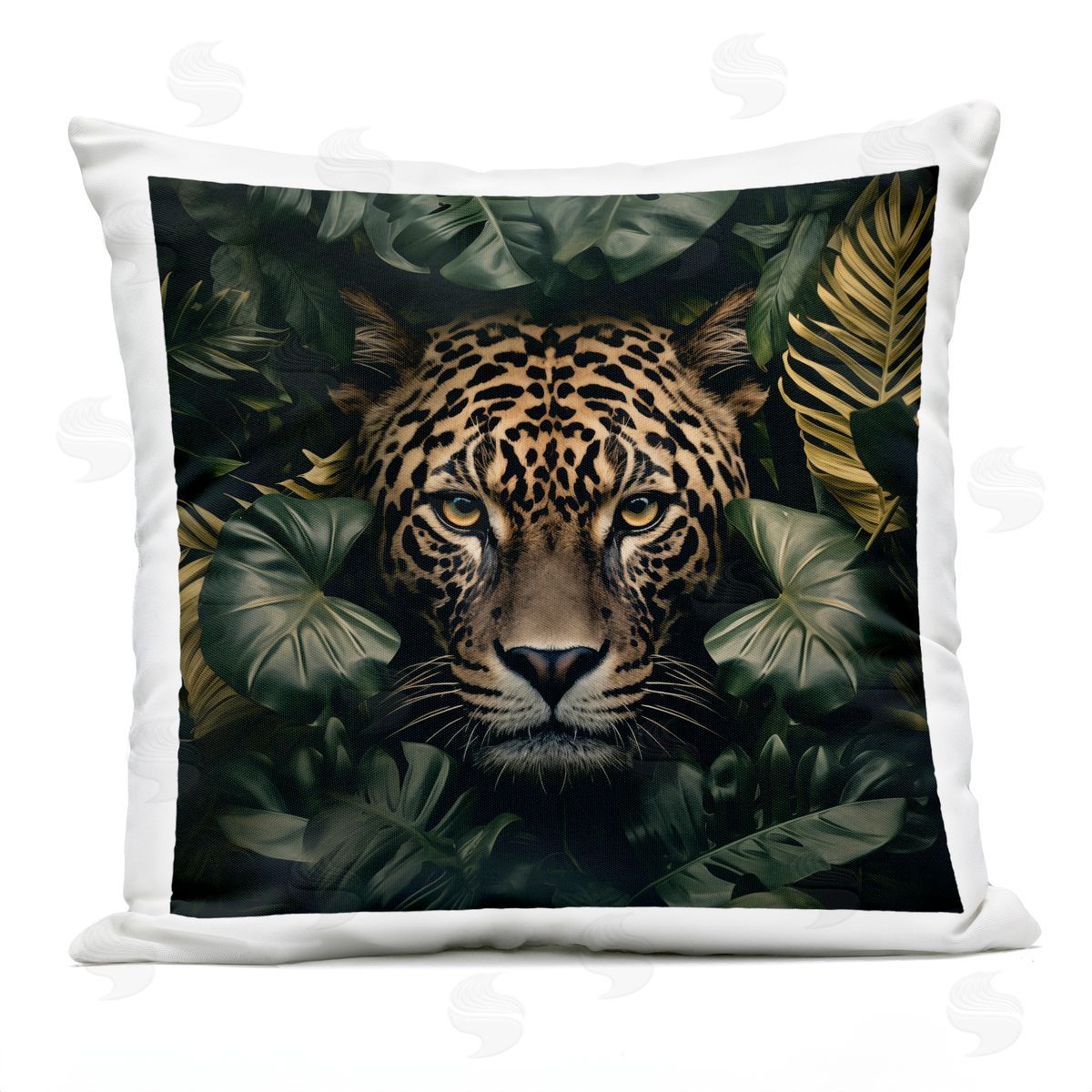 Heidi Kuntz Leopard in Exotic Palms Outdoor Quick-Dry Polyester Printed Throw Pillow
