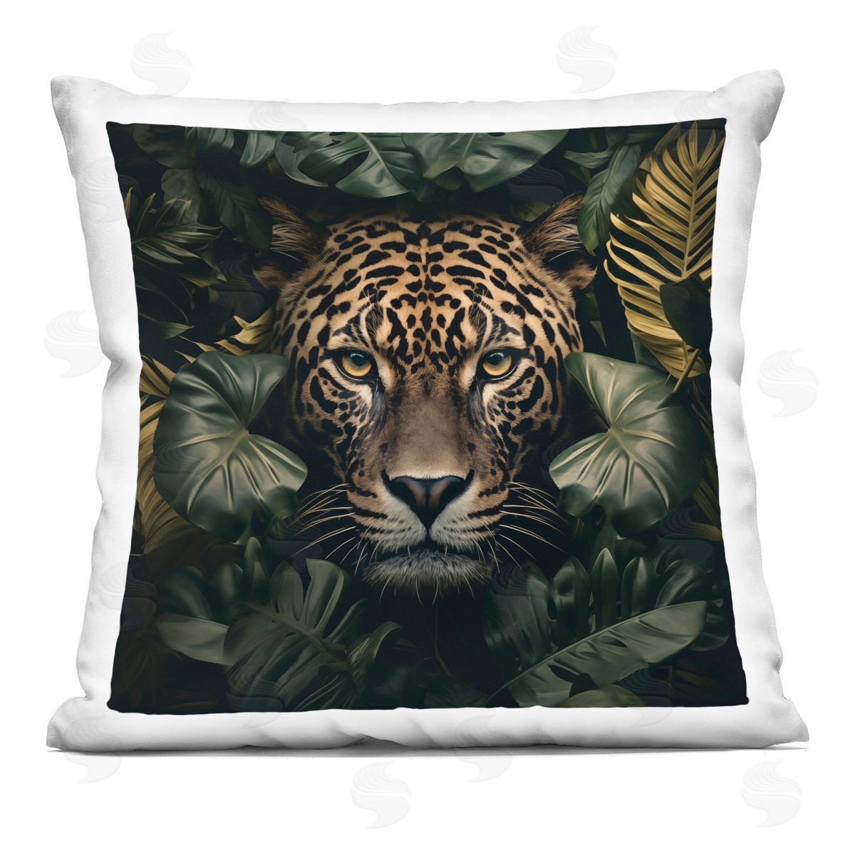 Heidi Kuntz Leopard in Exotic Palms Printed Plush Polyester Throw Pillow