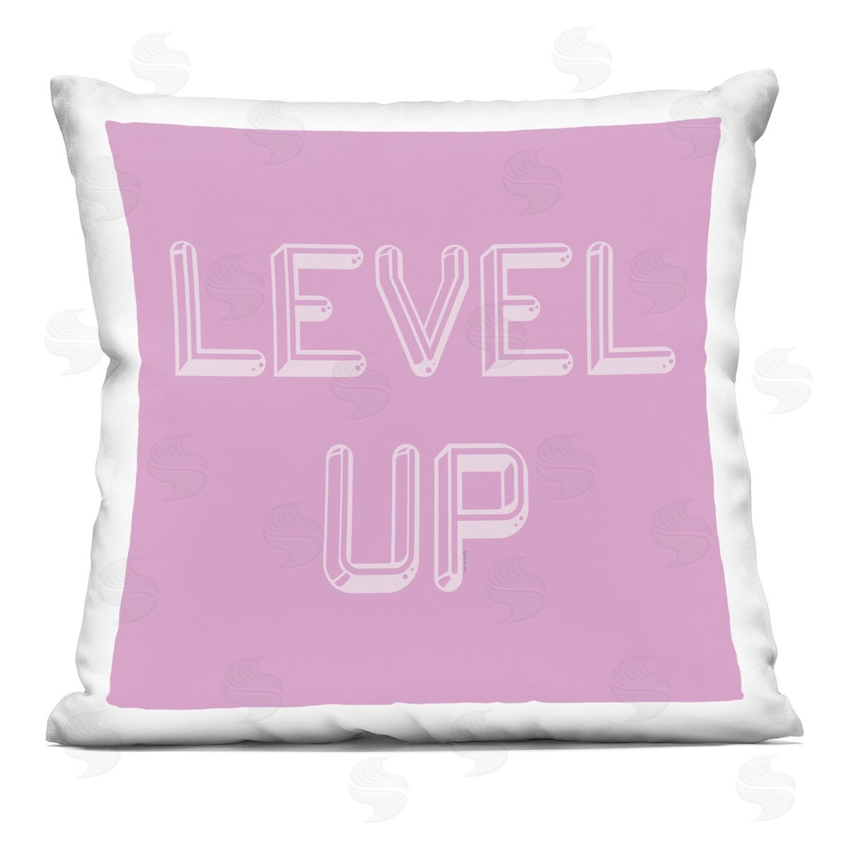 Yass Naffas Designs Level Up Purple & White Printed Plush Polyester Throw Pillow