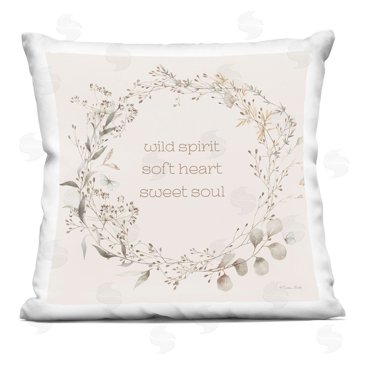 Sara Baker Wild Spirit Soft Heart Sweet Soul Printed Plush Polyester Throw Pillow