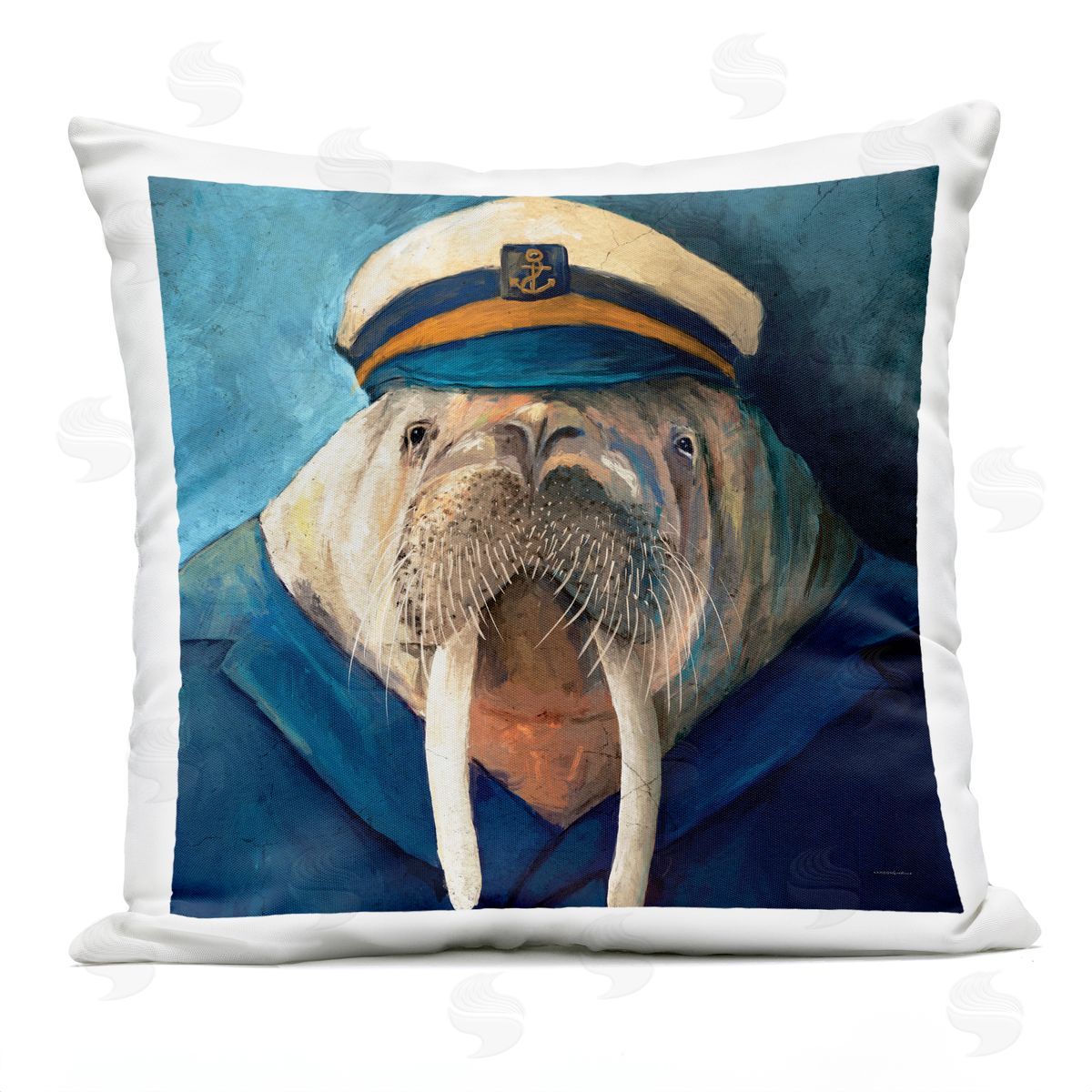 Kamdon Kreations Sailor Captain Walrus Outdoor Quick-Dry Polyester Printed Throw Pillow