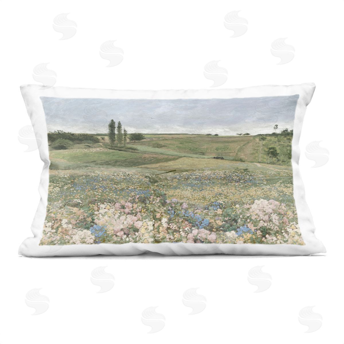 Amber Sterling Charming Pastoral Meadow View Printed Plush Polyester Throw Pillow